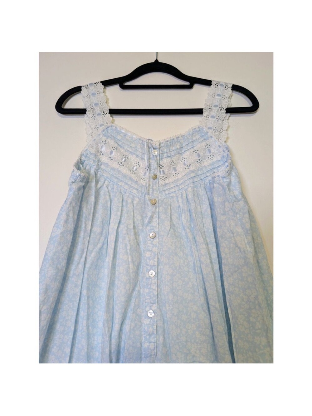 Eileen West Light Blue Floral Lace-Trim Nightgown - Picture 6 of 9